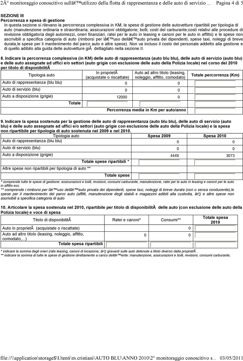 di auto (manutenzione ordinaria e straordinaria; assicurazioni obbligatorie; bolli; costi del carburante;costi relativi alle procedure di revisione obbligatoria degli automezzi, oneri finanziari,