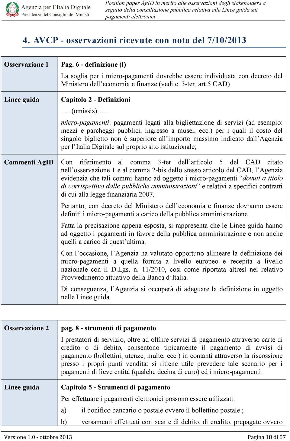 Capitolo 2 - Definizioni micro-pagamenti: pagamenti legati alla bigliettazione di servizi (ad esempio: mezzi e parcheggi pubblici, ingresso a musei, ecc.