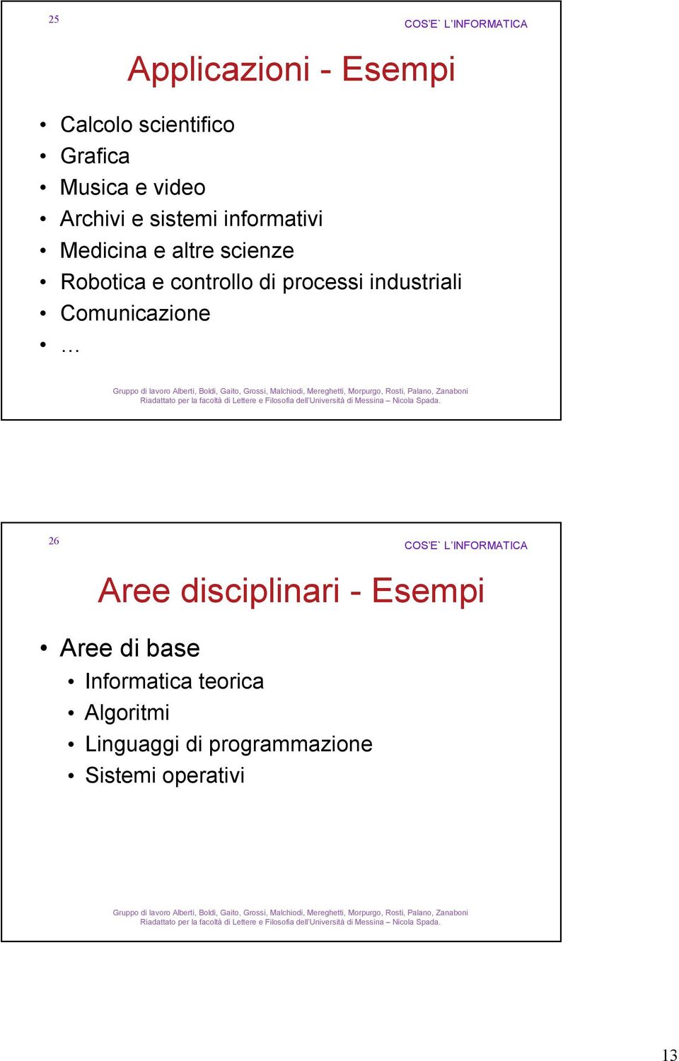 processi industriali Comunicazione 26 Aree disciplinari -Esempi Aree di