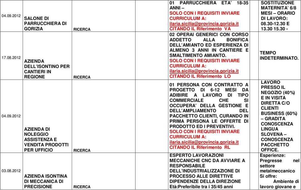 2012 SALONE DI PARRUCCHIERA DI GORIZIA AZIENDA DELL ISONTINO PER CANTIERI IN REGIONE AZIENDA DI NOLEGGIO ASSISTENZA E VENDITA PRODOTTI PER UFFICIO AZIENDA ISONTINA DI MECCANICA DI PRECISIONE 01