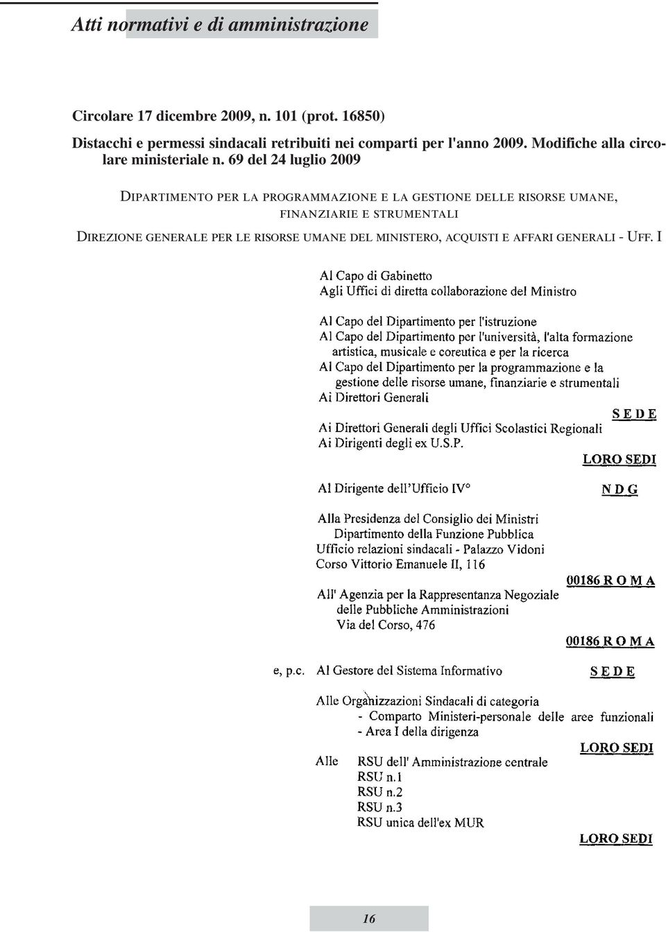 Modifiche alla circolare ministeriale n.