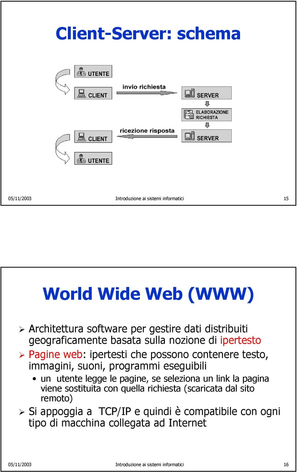 programmi eseguibili un utente legge le pagine, se seleziona un link la pagina viene sostituita con quella richiesta (scaricata dal sito