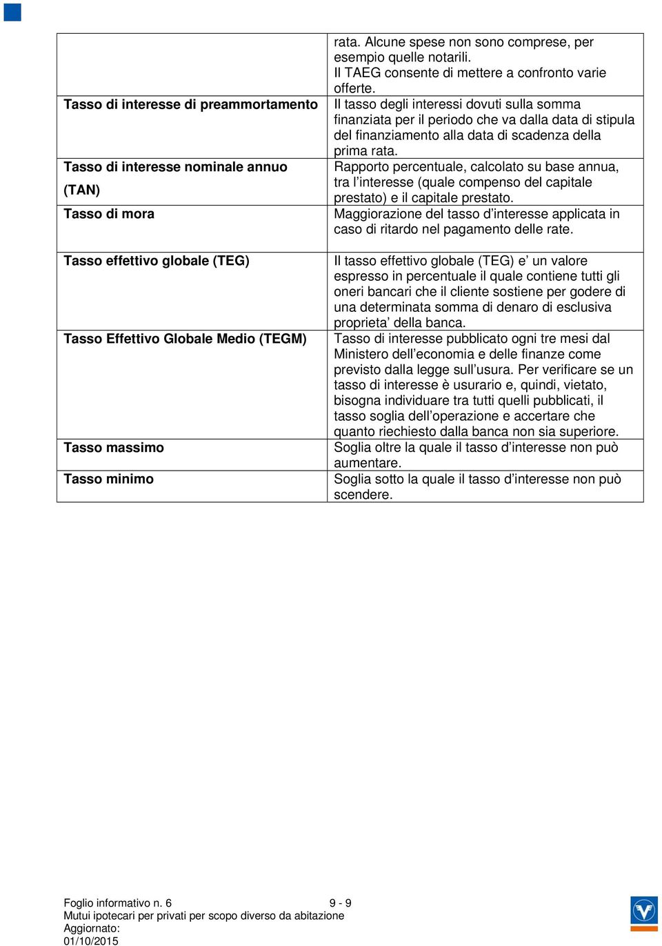 Il tasso degli interessi dovuti sulla somma finanziata per il periodo che va dalla data di stipula del finanziamento alla data di scadenza della prima rata.