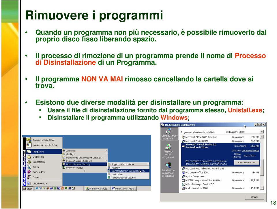 Il programma NON VA MAI rimosso cancellando la cartella dove si trova.