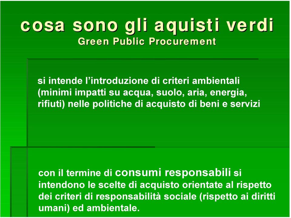 acquisto di beni e servizi con il termine di consumi responsabili si intendono le scelte di