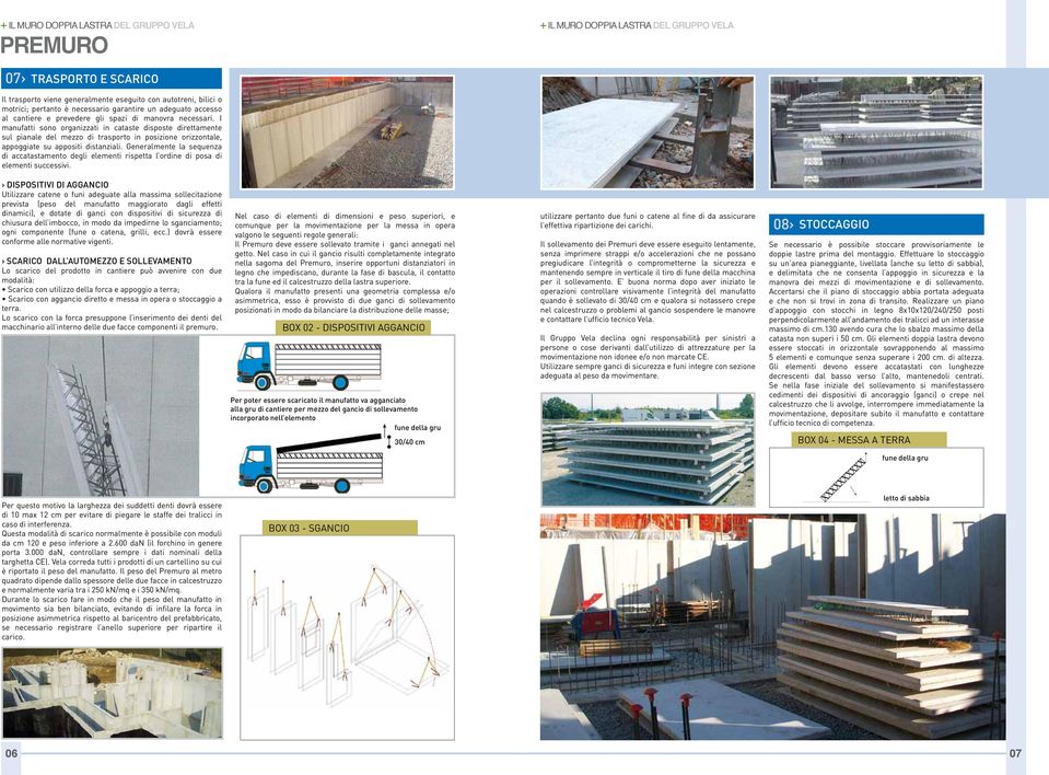 I manufatti sono organizzati in cataste disposte direttamente sul pianale del mezzo di trasporto in posizione orizzontale, appoggiate su appositi distanziali.