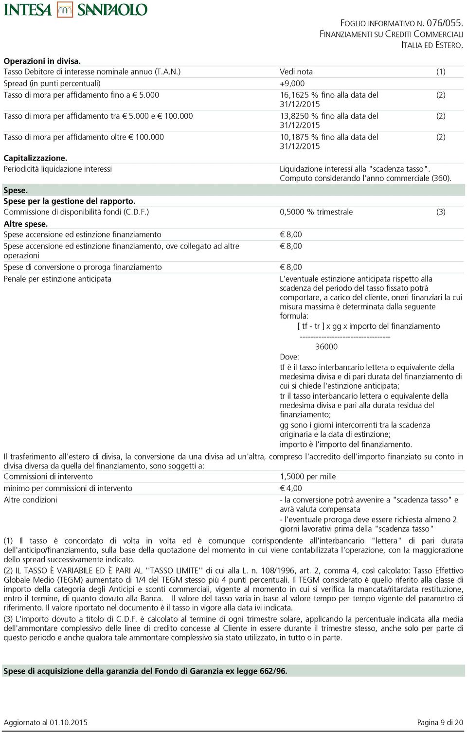 000 10,1875 % fino alla data del (2) Capitalizzazione. Periodicità liquidazione interessi Liquidazione interessi alla "scadenza tasso". Computo considerando l'anno commerciale (360). Spese.