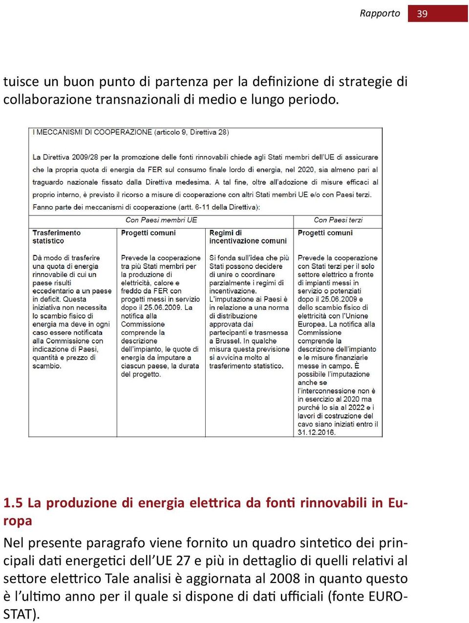 5 La produzione di energia elettrica da fonti rinnovabili in Europa Nel presente paragrafo viene fornito un quadro