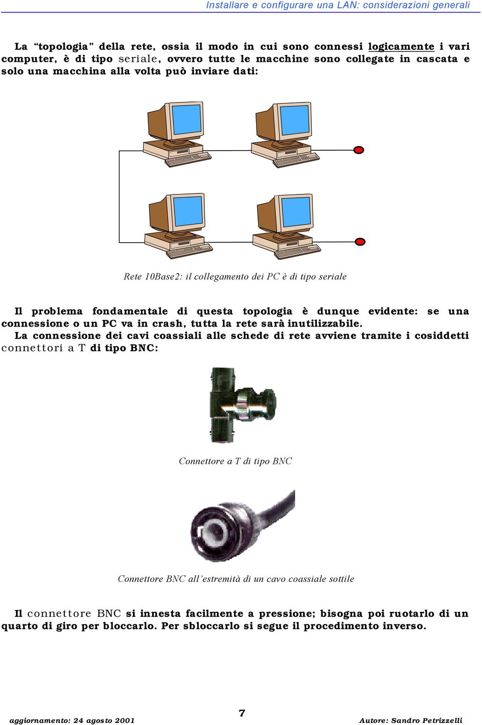 connessione o un PC va in crash, tutta la rete sarà inutilizzabile.