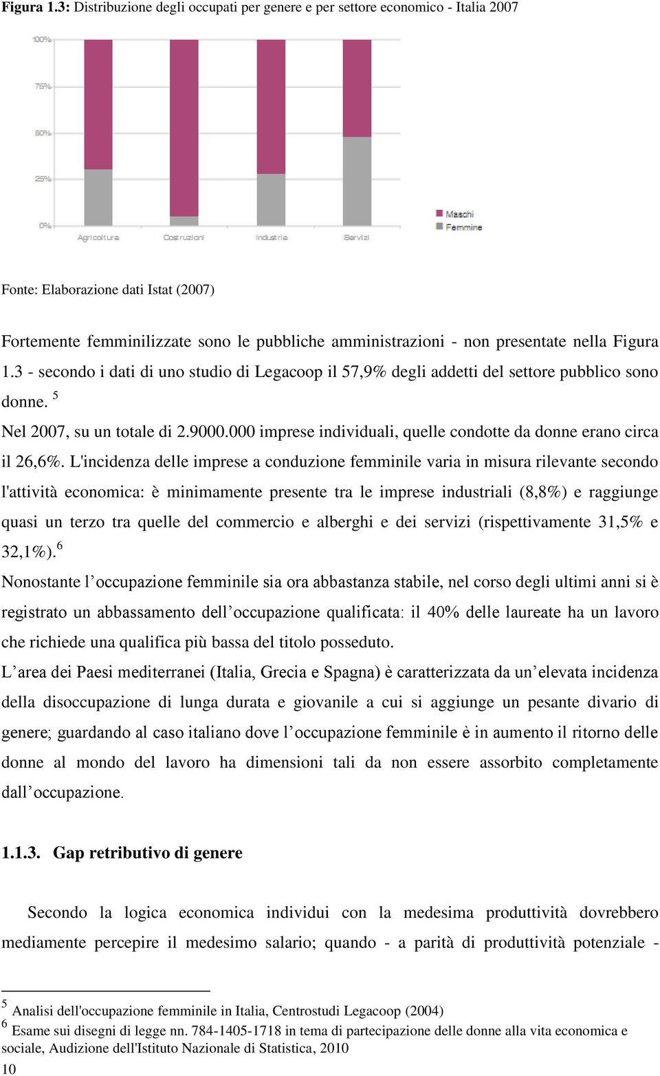 secondo i dati di uno studio di Legacoop il 57,9% degli addetti del settore pubblico sono donne. 5 Nel 2007, su un totale di 2.9000.