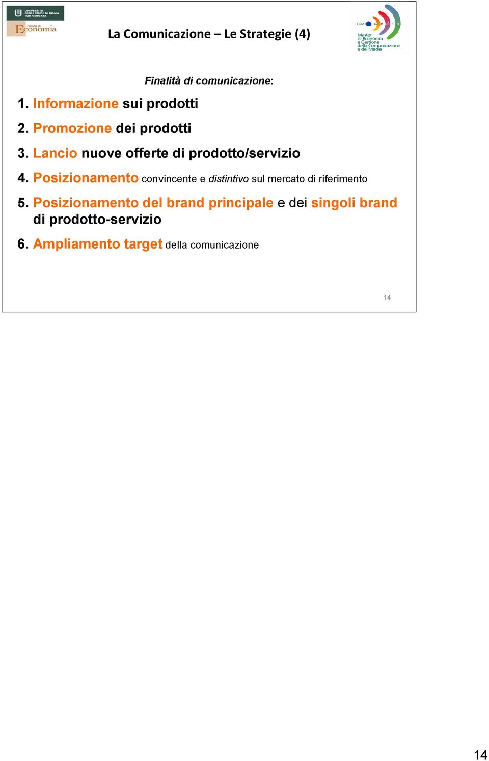 Lancio nuove offerte di prodotto/servizio 4.