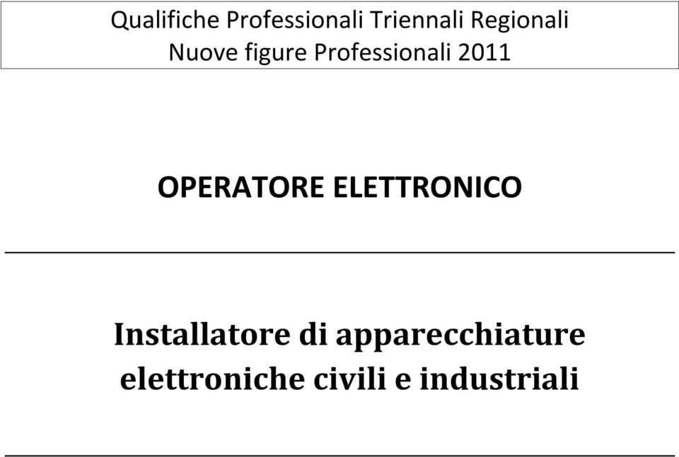 2011 OPERATORE ELETTRONICO Installatore