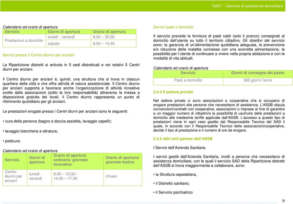 Il Centro diurno per anziani è, quindi, una struttura che si trova in ciascun quartiere della città e che offre attività di natura assistenziale.