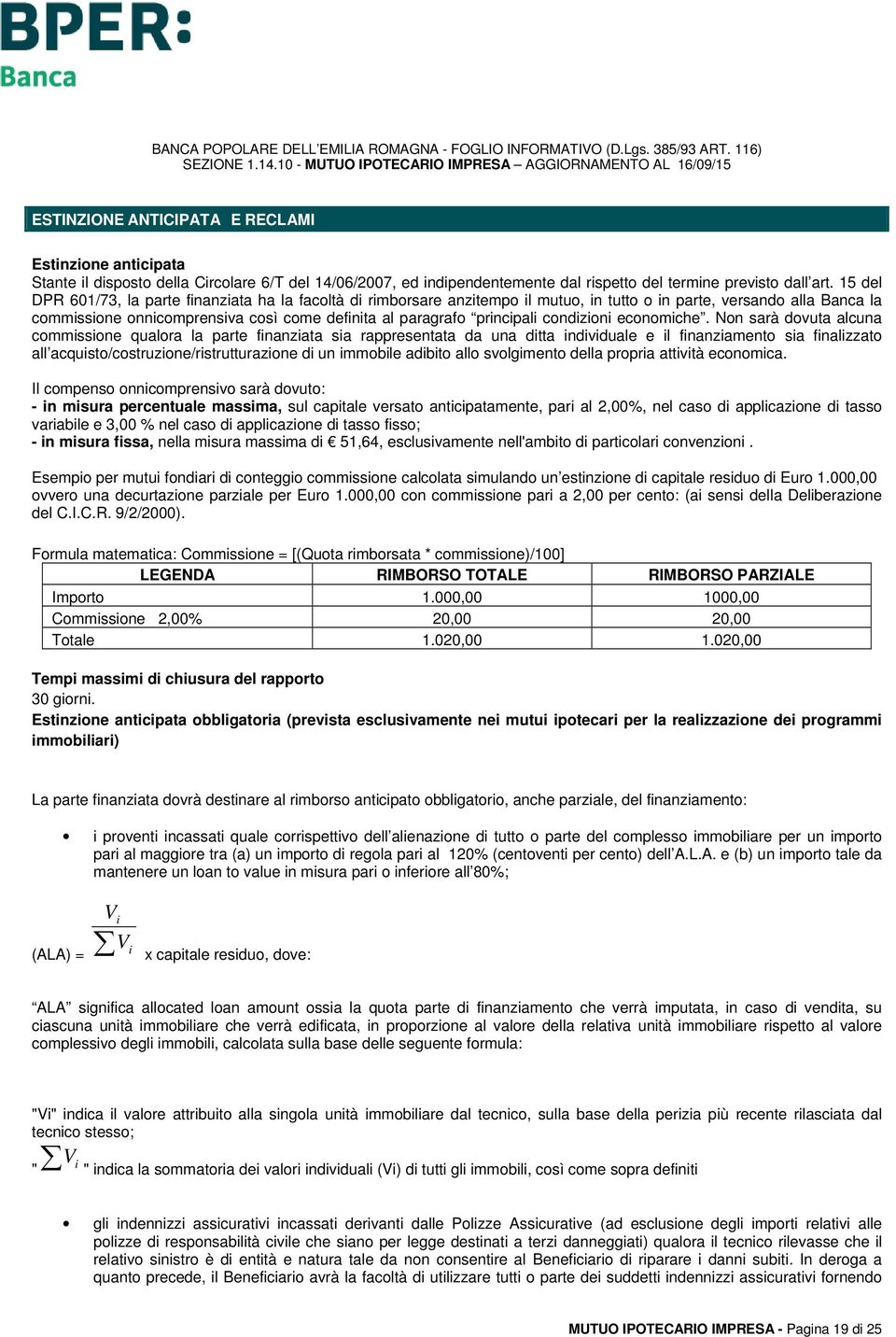 principali condizioni economiche.