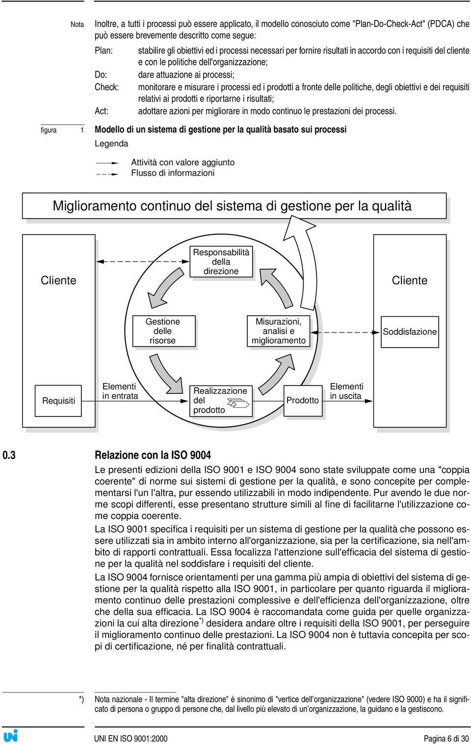 prodotti a fronte delle politiche, degli obiettivi e dei requisiti relativi ai prodotti e riportarne i risultati; Act: adottare azioni per migliorare in modo continuo le prestazioni dei processi.