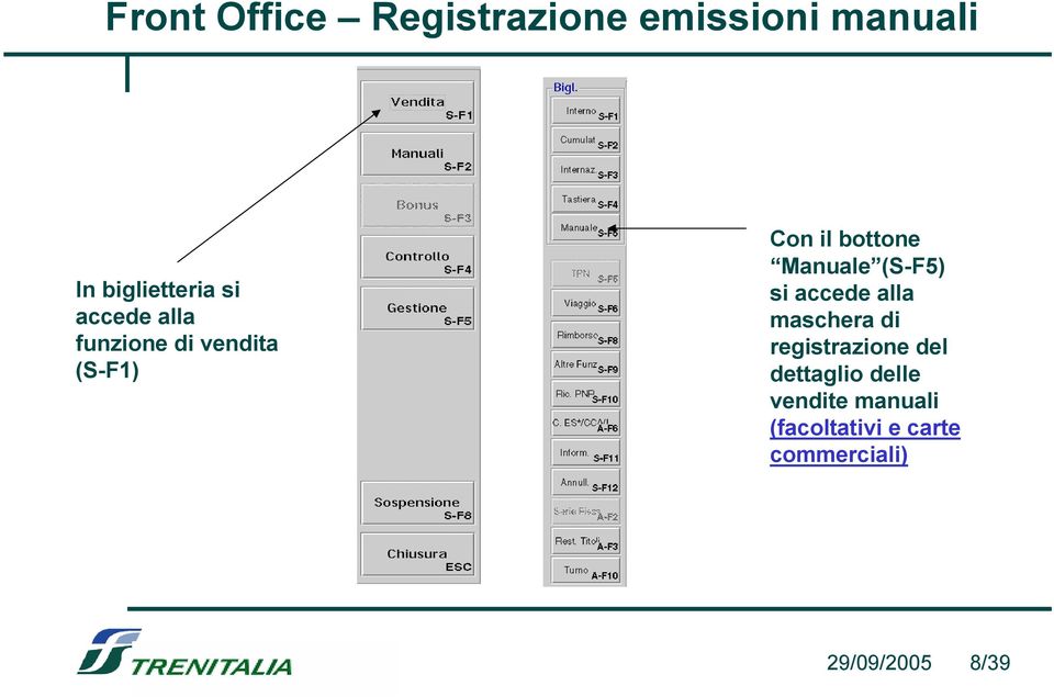 (S-F5) si accede alla maschera di registrazione del dettaglio