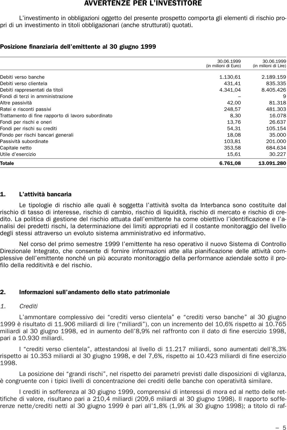 159 Debiti verso clientela 431,41 835.335 Debiti rappresentati da titoli 4.341,04 8.405.426 Fondi di terzi in amministrazione 9 Altre passività 42,00 81.318 Ratei e risconti passivi 248,57 481.