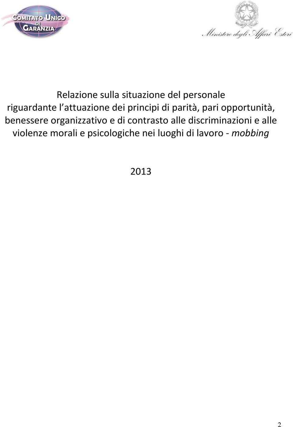 benessere organizzativo e di contrasto alle discriminazioni