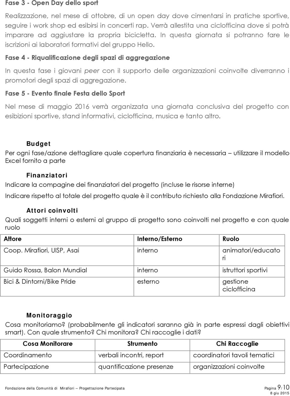 Fase 4 - Riqualificazione degli spazi di aggregazione In questa fase i giovani peer con il supporto delle organizzazioni coinvolte diverranno i promotori degli spazi di aggregazione.