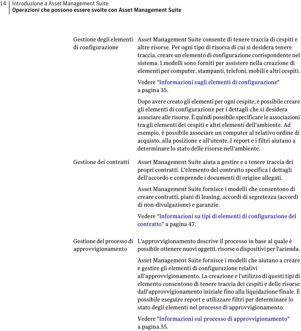 I modelli sono forniti per assistere nella creazione di elementi per computer, stampanti, telefoni, mobili e altri cespiti. Vedere "Informazioni sugli elementi di configurazione" a pagina 35.