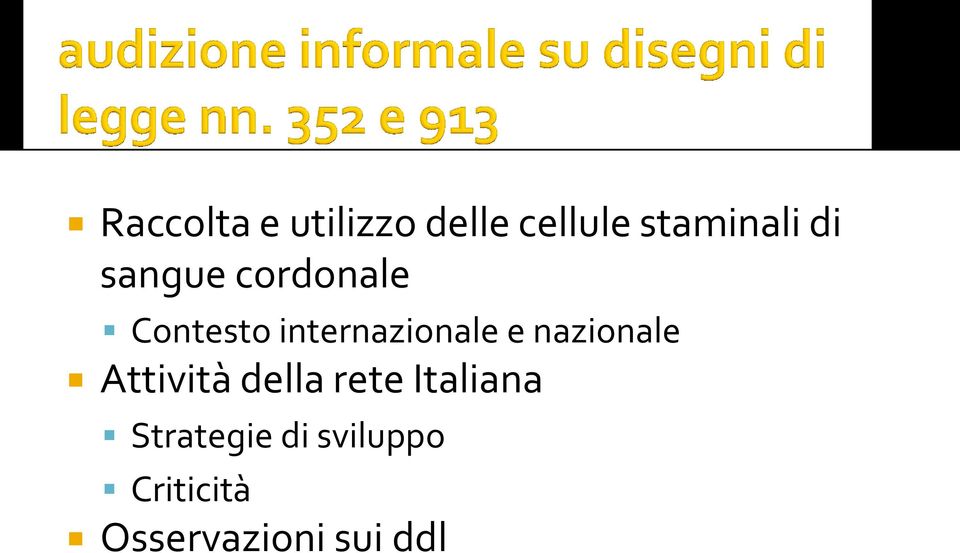 nazionale Attività della rete Italiana