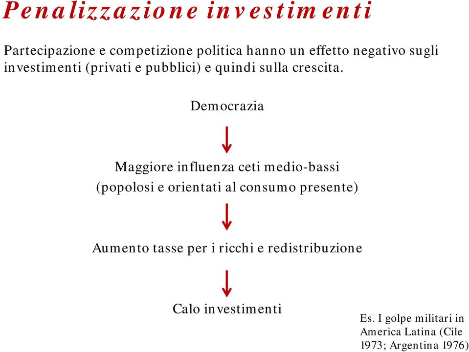 Democrazia Maggiore influenza ceti medio-bassi (popolosi e orientati al consumo presente)