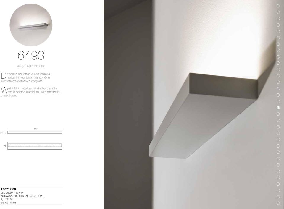 light for interiors with indirect light in white painted aluminium With