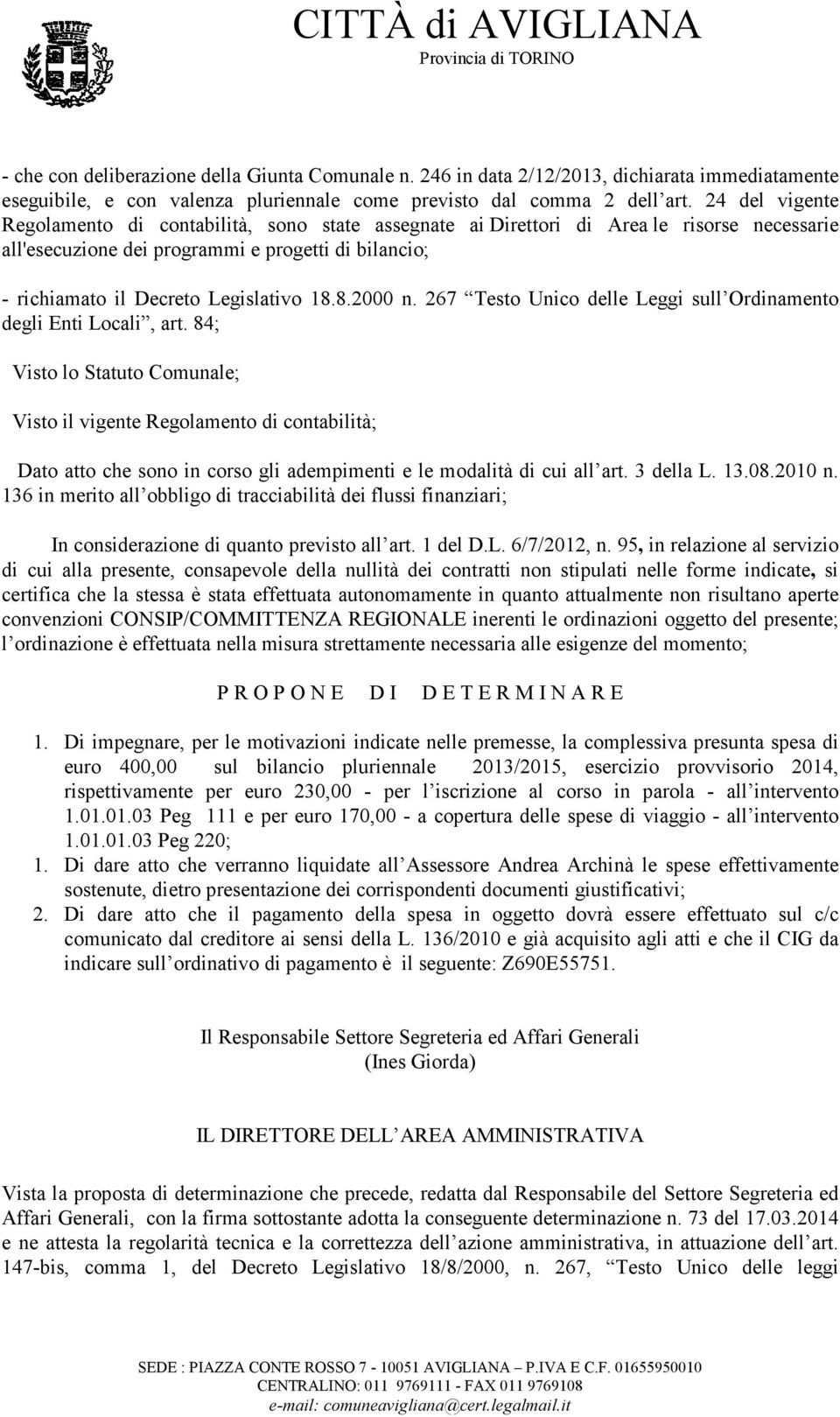 8.2000 n. 267 Testo Unico delle Leggi sull Ordinamento degli Enti Locali, art.