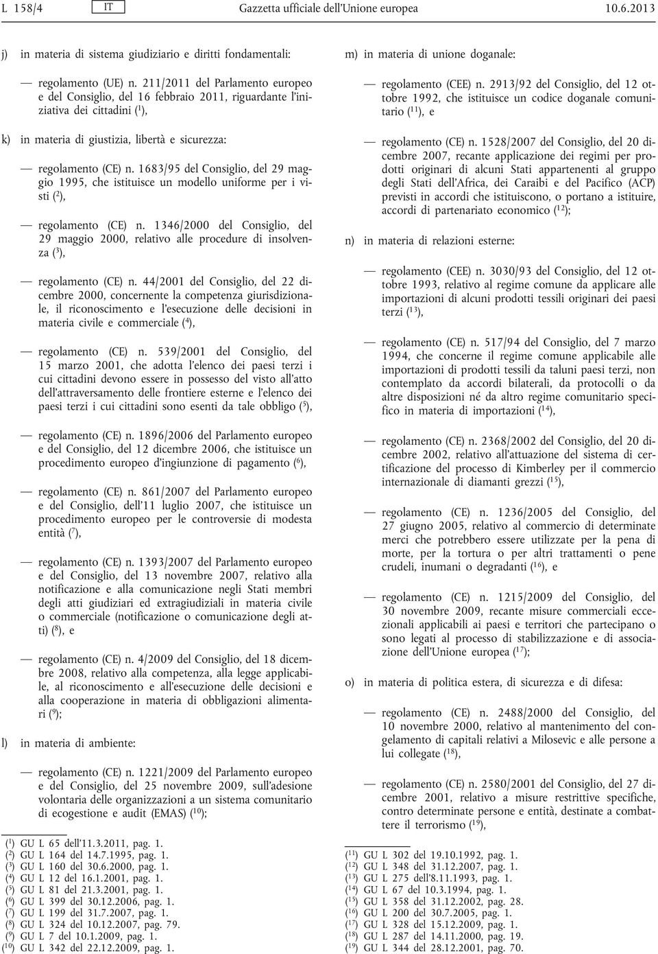 1683/95 del Consiglio, del 29 maggio 1995, che istituisce un modello uniforme per i visti ( 2 ), regolamento (CE) n.