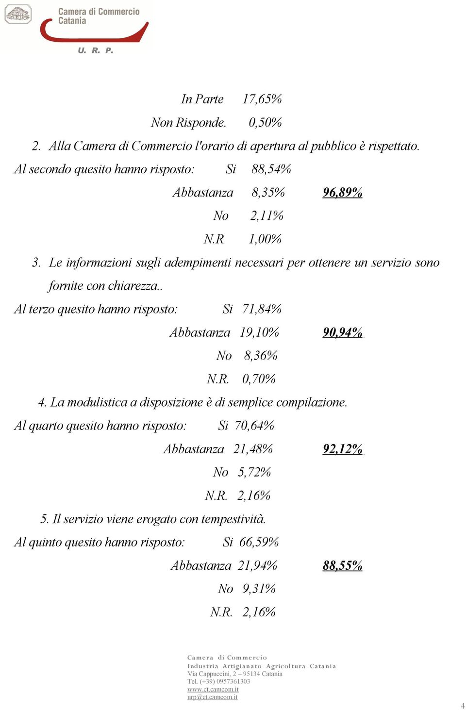 Le informazioni sugli adempimenti necessari per ottenere un servizio sono fornite con chiarezza.