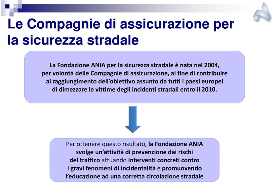 vittime degli incidenti stradali entro il 2010.