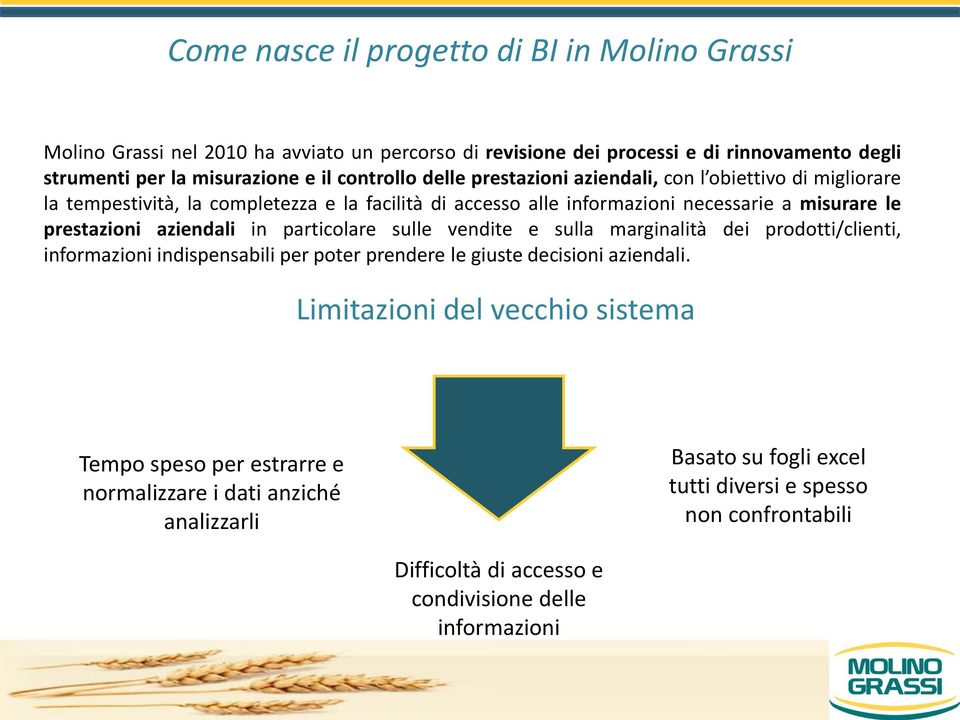 aziendali in particolare sulle vendite e sulla marginalità dei prodotti/clienti, informazioni indispensabili per poter prendere le giuste decisioni aziendali.