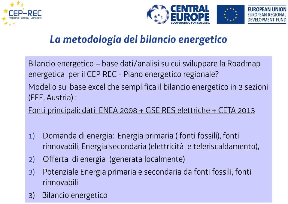 Modello su base excelche semplifica il bilancio energetico in 3 sezioni (EEE, Austria) : Fonti principali: dati ENEA 2008 + GSE RES elettriche +