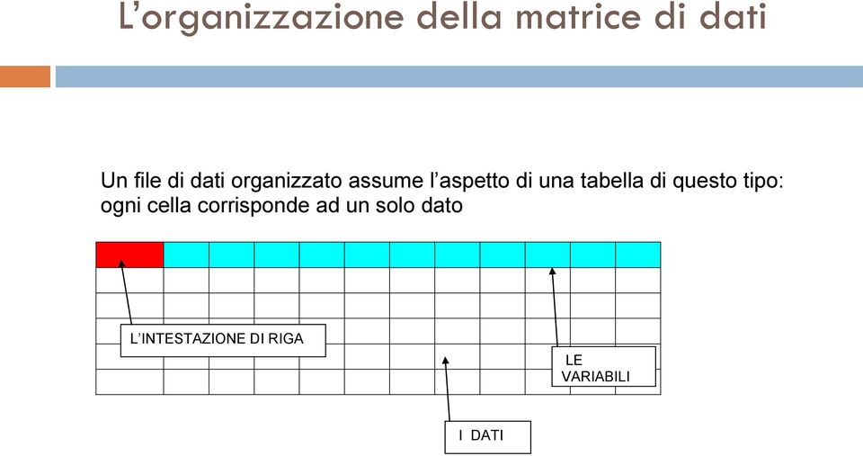 tabella di questo tipo: ogni cella corrisponde