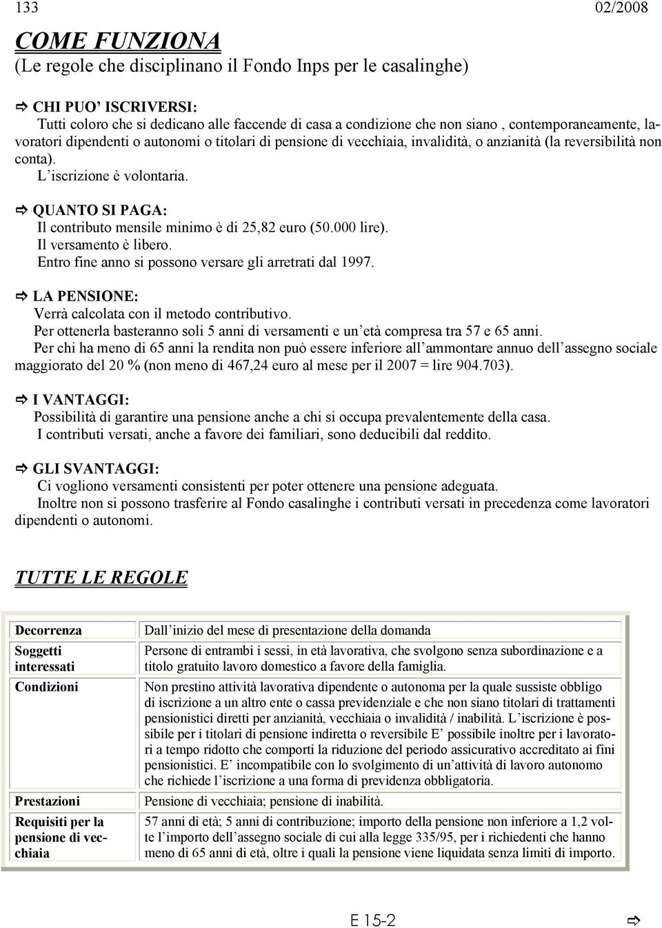 QUANTO SI PAGA: Il contributo mensile minimo è di 25,82 euro (50.000 lire). Il versamento è libero. Entro fine anno si possono versare gli arretrati dal 1997.