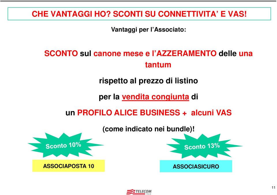 una tantum rispetto al prezzo di listino per la vendita congiunta di un