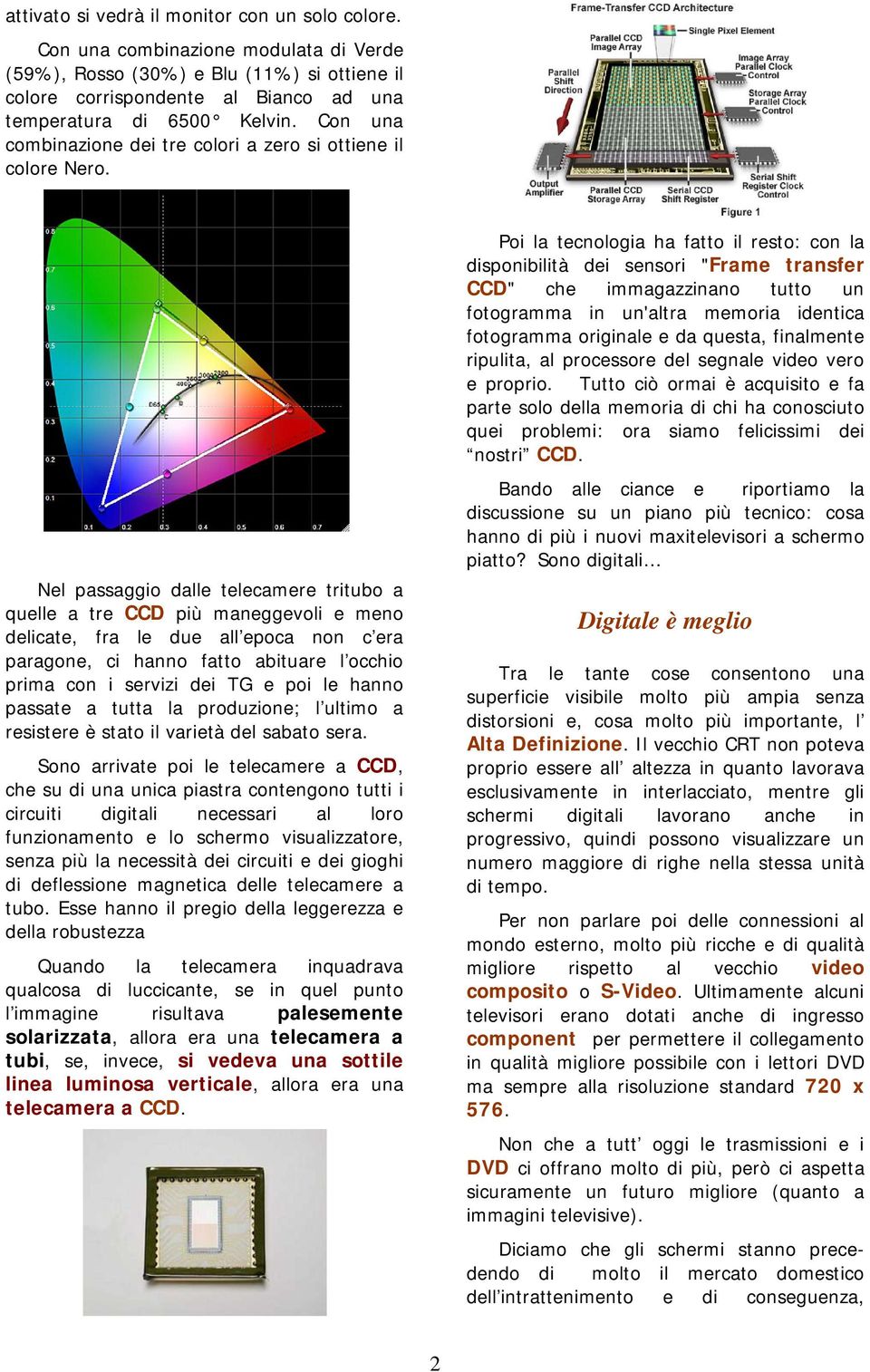 Nel passaggio dalle telecamere tritubo a quelle a tre CCD più maneggevoli e meno delicate, fra le due all epoca non c era paragone, ci hanno fatto abituare l occhio prima con i servizi dei TG e poi