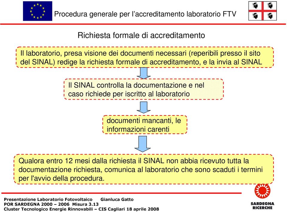 richiede per iscritto al laboratorio documenti mancanti, le informazioni carenti Qualora entro 12 mesi dalla richiesta il