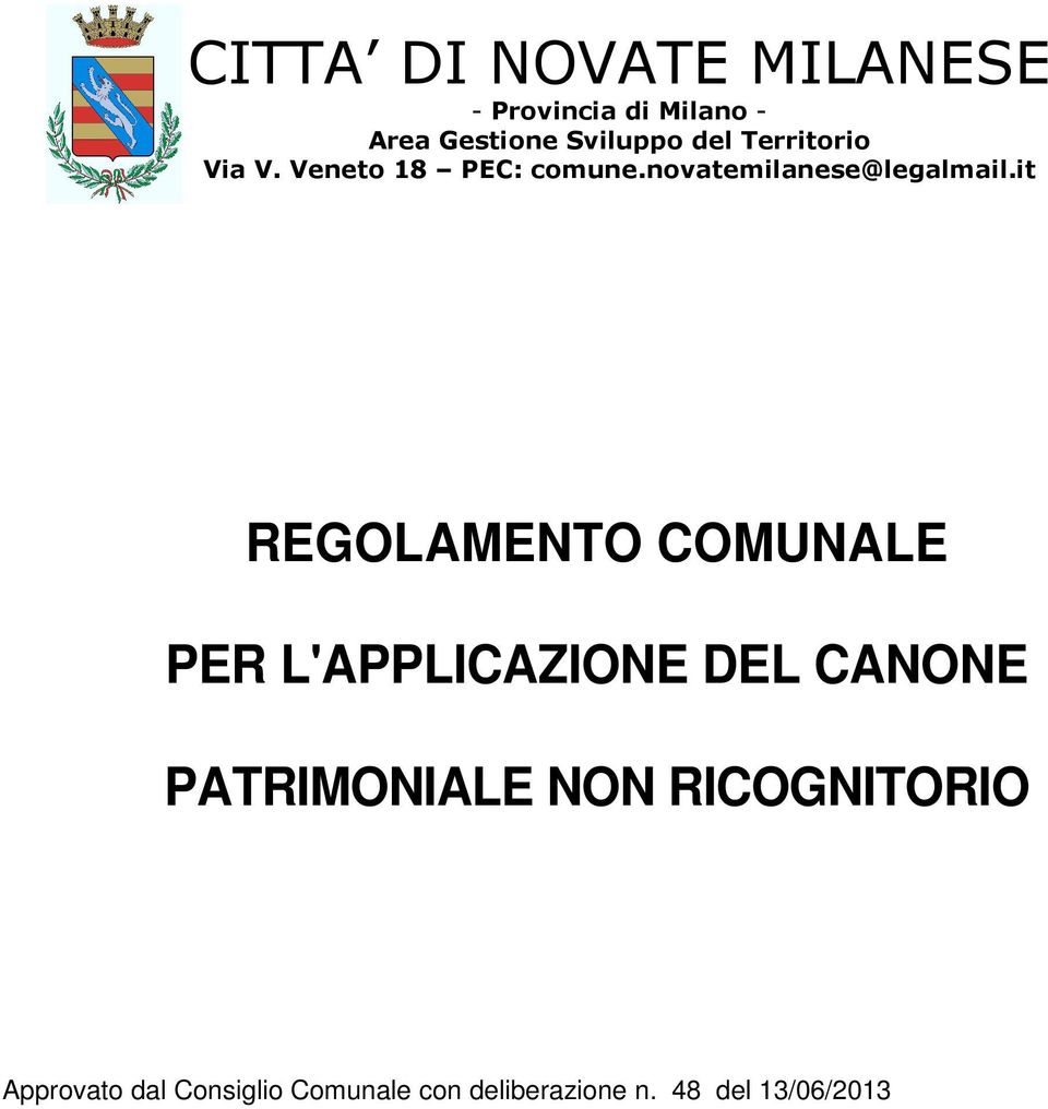 it REGOLAMENTO COMUNALE PER L'APPLICAZIONE DEL CANONE PATRIMONIALE NON