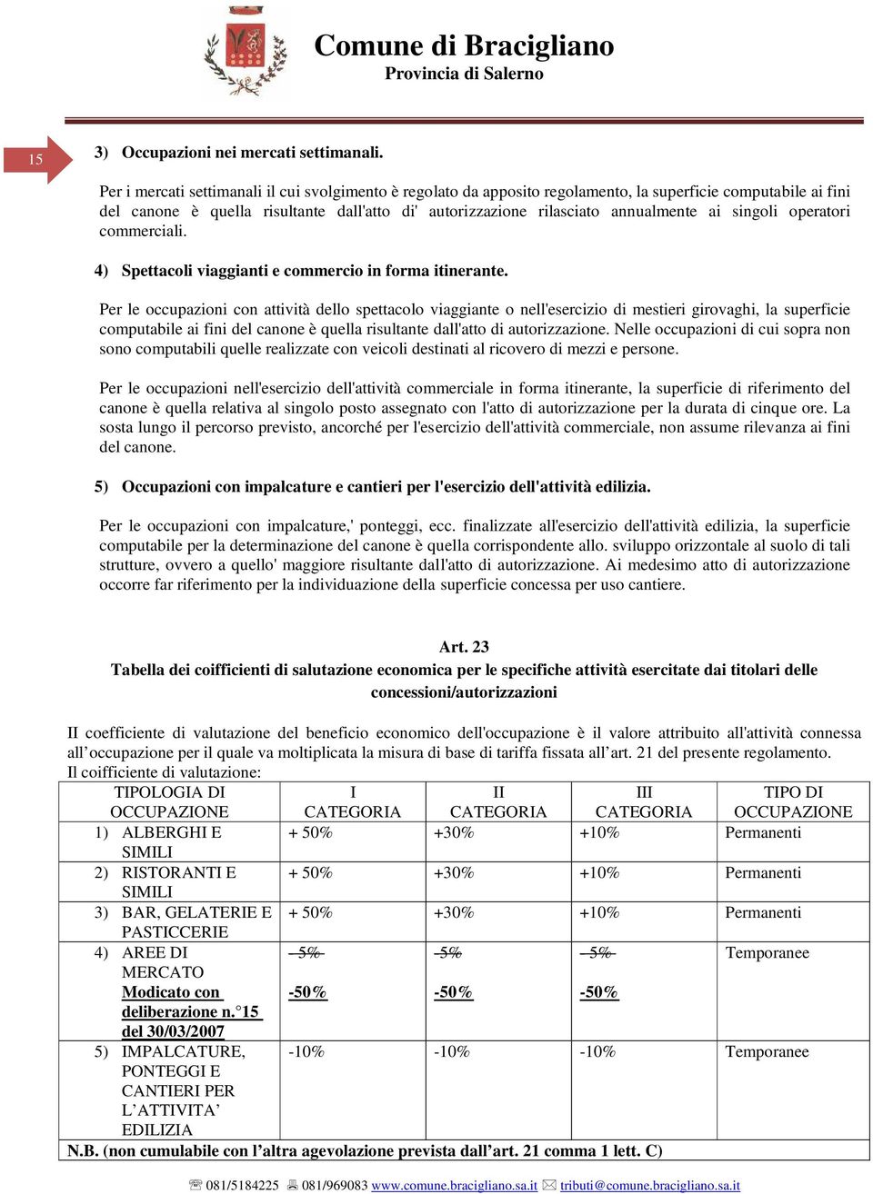 ai singoli operatori commerciali. 4) Spettacoli viaggianti e commercio in forma itinerante.