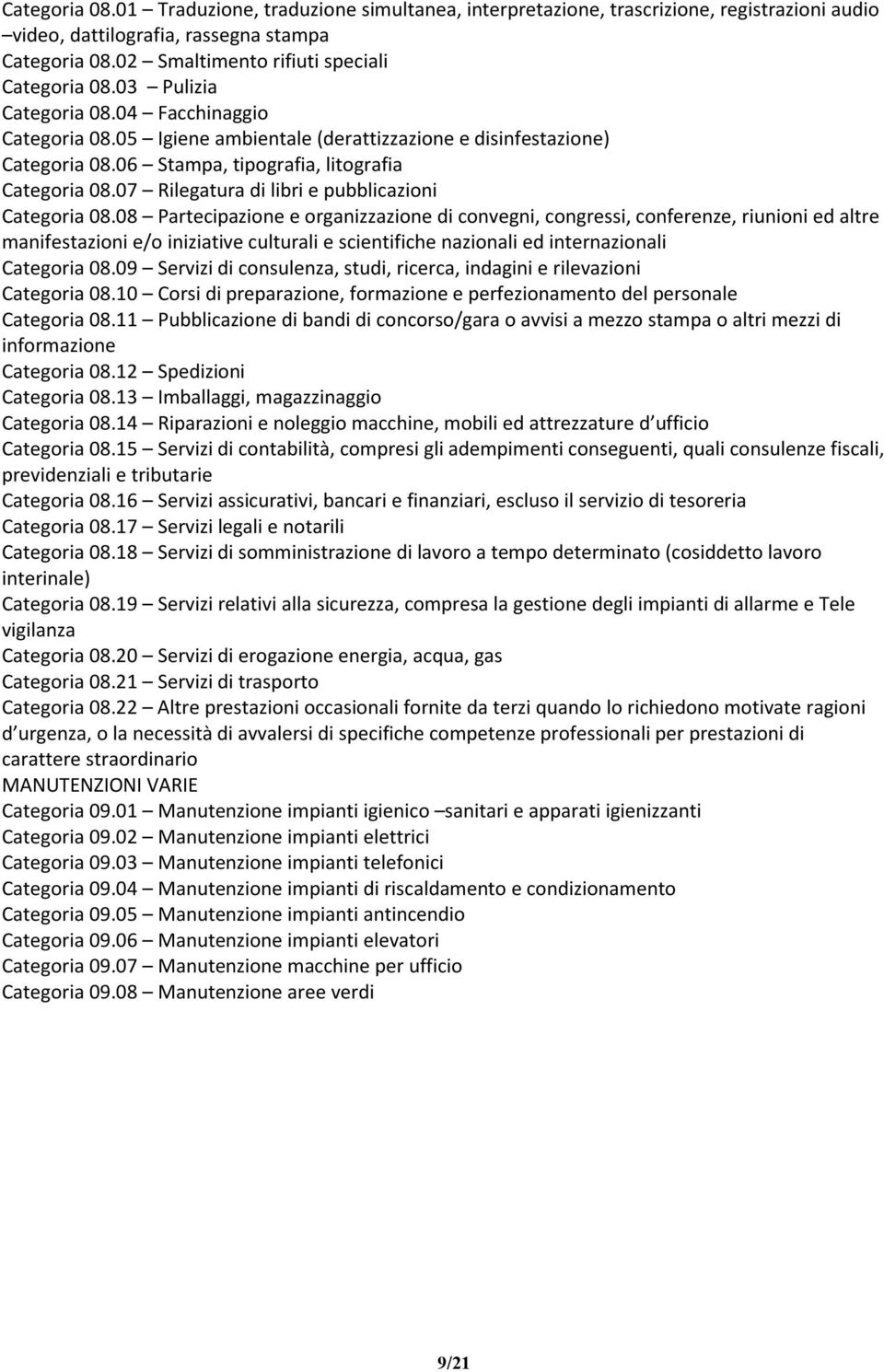 07 Rilegatura di libri e pubblicazioni Categoria 08.