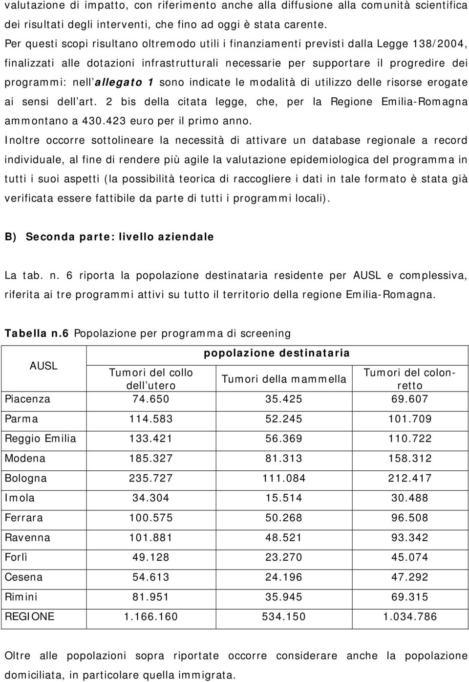 allegato 1 sono indicate le modalità di utilizzo delle risorse erogate ai sensi dell art. 2 bis della citata legge, che, per la Regione Emilia-Romagna ammontano a 430.423 euro per il primo anno.