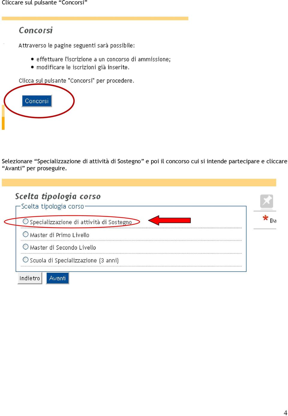 di Sostegno e poi il concorso cui si