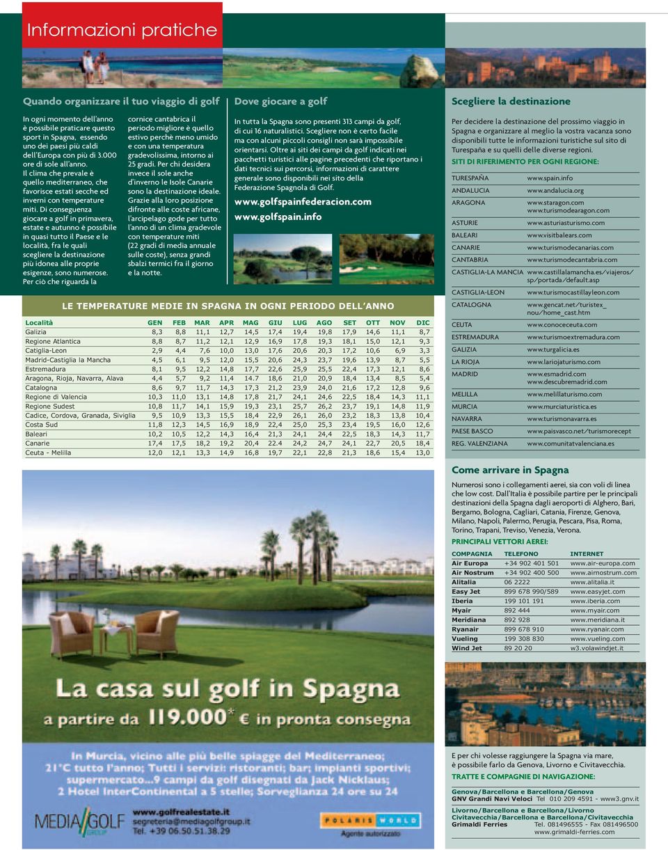 Di conseguenza giocare a golf in primavera, estate e autunno è possibile in quasi tutto il Paese e le località, fra le quali scegliere la destinazione più idonea alle proprie esigenze, sono numerose.