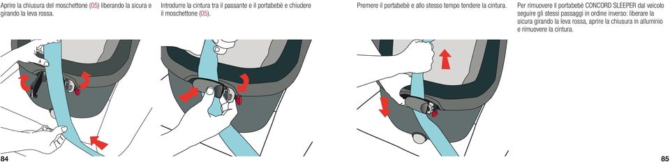 Premere il portabebè e allo stesso tempo tendere la cintura.