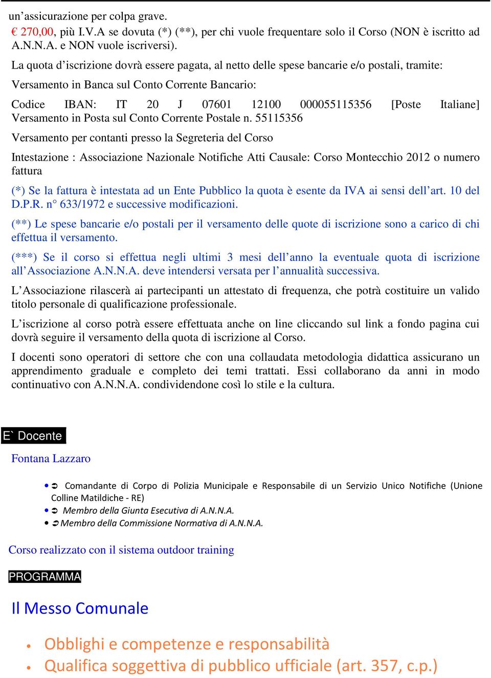 Italiane] Versamento in Posta sul Conto Corrente Postale n.