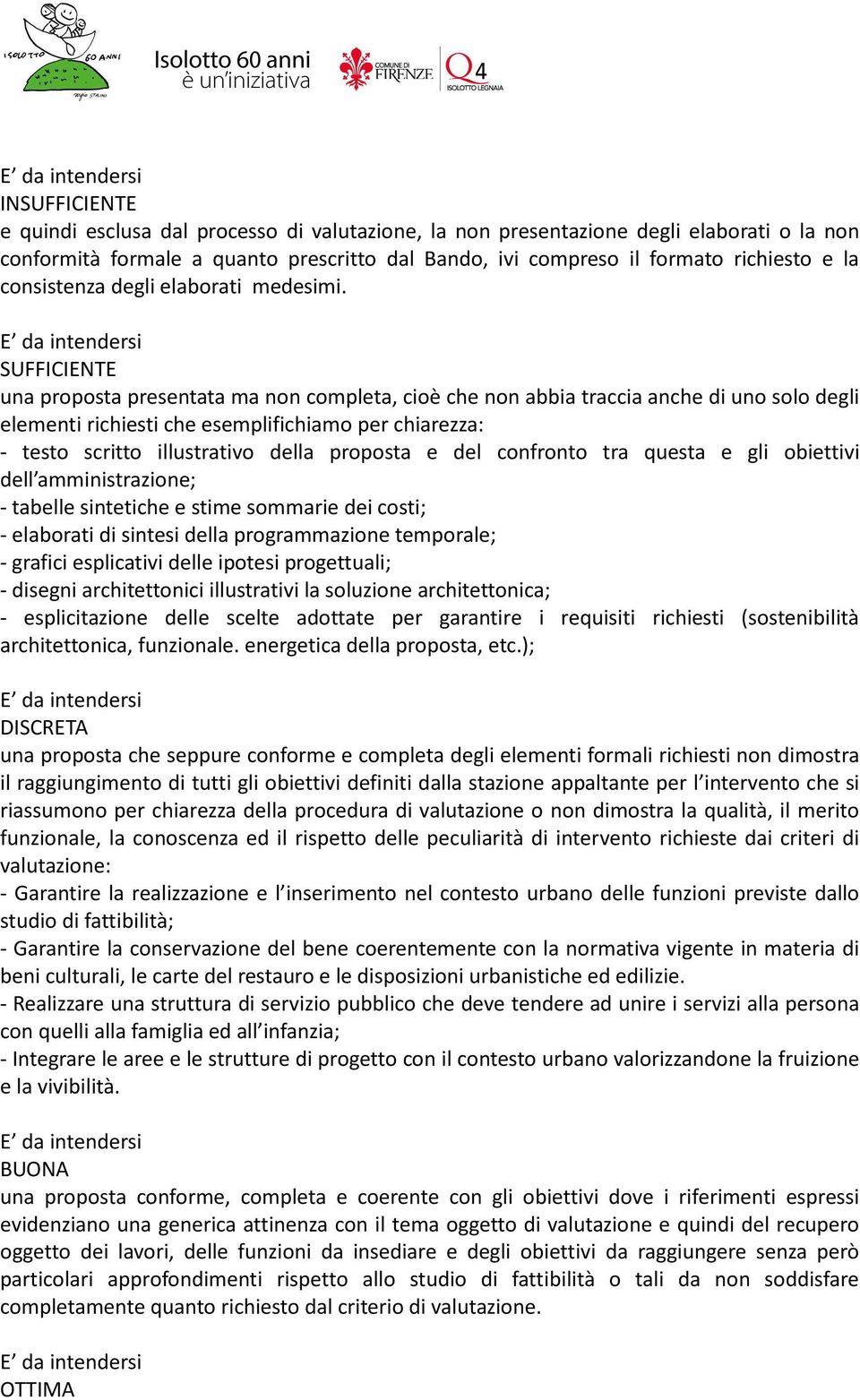 E da intendersi SUFFICIENTE una proposta presentata ma non completa, cioè che non abbia traccia anche di uno solo degli elementi richiesti che esemplifichiamo per chiarezza: - testo scritto