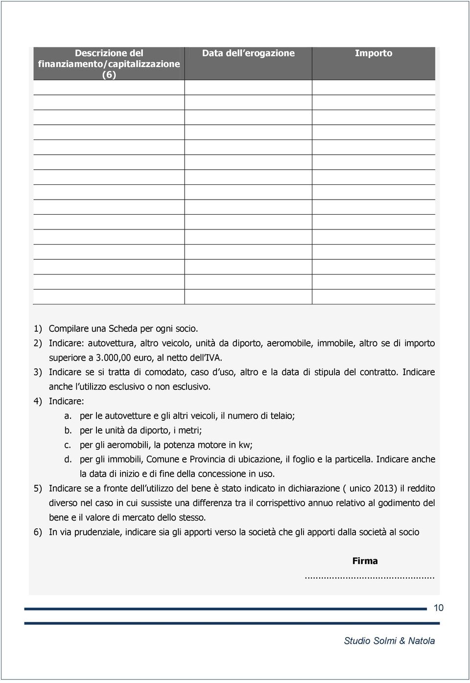 3) Indicare se si tratta di comodato, caso d uso, altro e la data di stipula del contratto. Indicare anche l utilizzo esclusivo o non esclusivo. 4) Indicare: a.