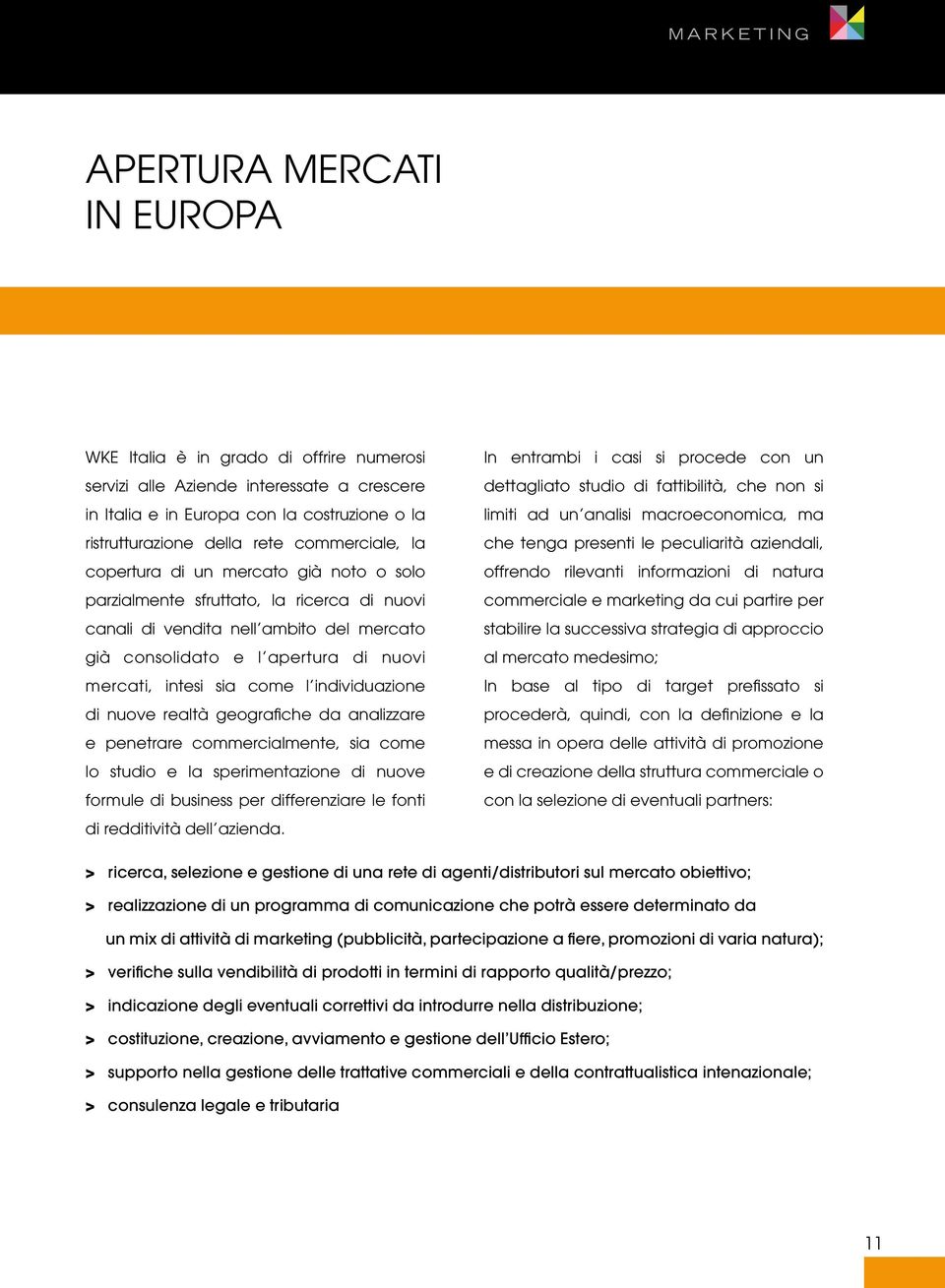 intesi sia come l individuazione di nuove realtà geografiche da analizzare e penetrare commercialmente, sia come lo studio e la sperimentazione di nuove formule di business per differenziare le fonti