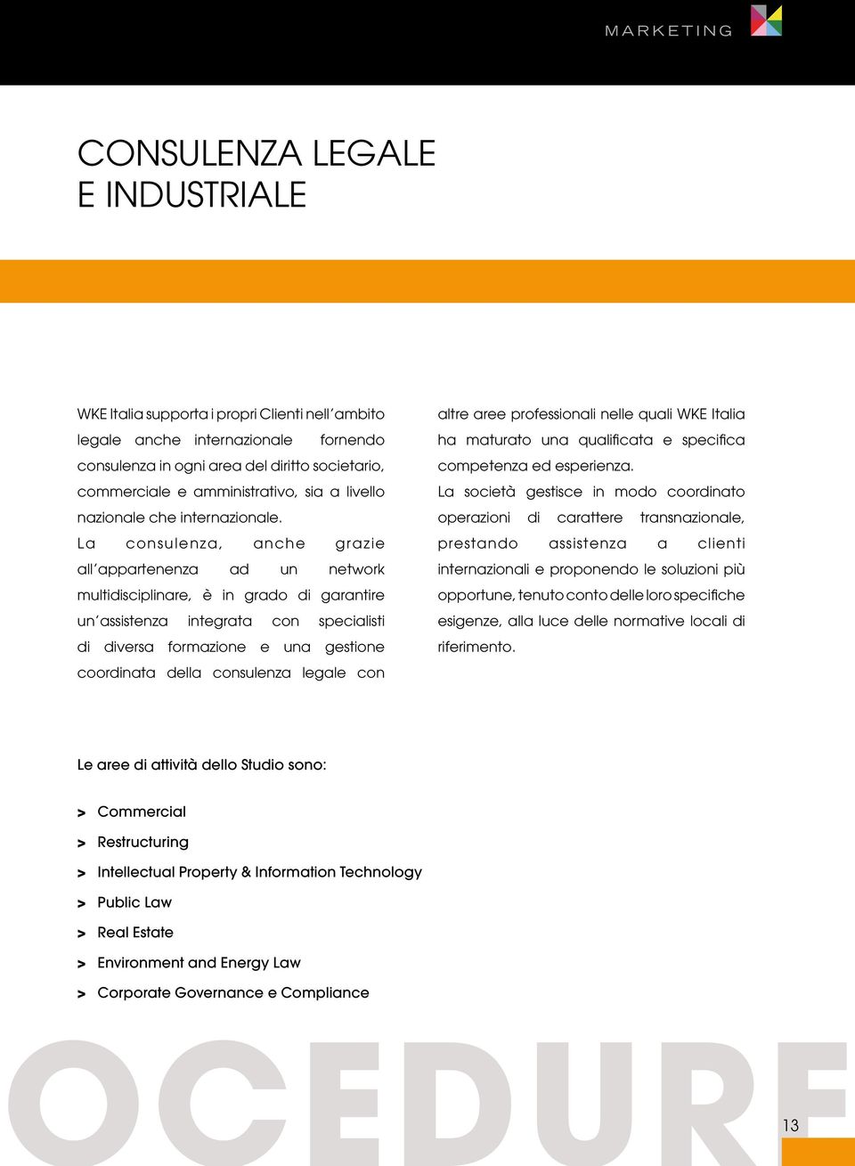 La consulenza, anche grazie all appartenenza ad un network multidisciplinare, è in grado di garantire un assistenza integrata con specialisti di diversa formazione e una gestione coordinata della